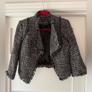 Bebe Black, White and Pink Tweed Blazer
